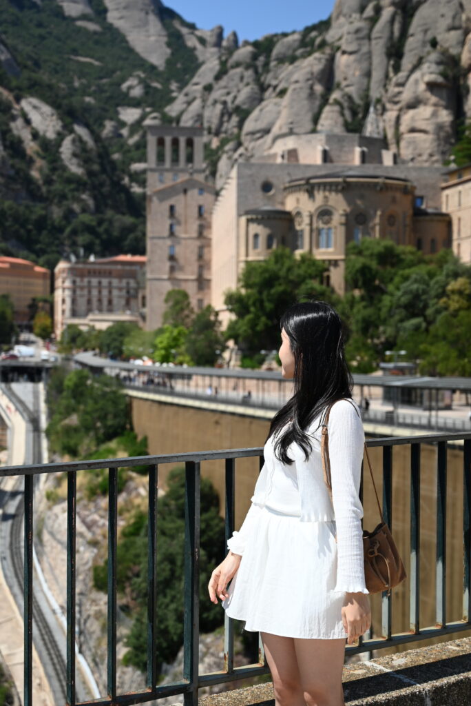 A woman looking at the mountain in Montserrat